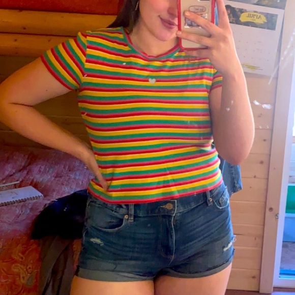 Striped cropped t-shirt - Picture 2 of 4